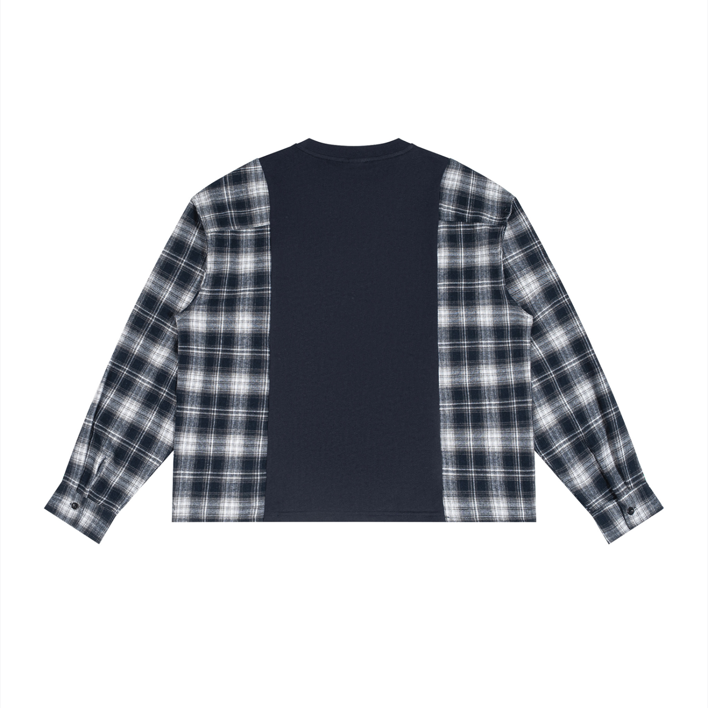 Unisex Plaid Panel Long Sleeve T-Shirt